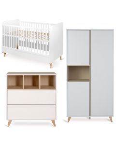 Chambre bébé Loft : lit 70 x 140 cm + commode + armoire 3 portes