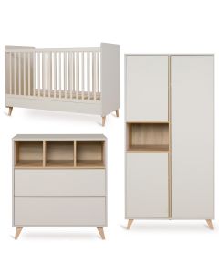 Chambre bébé Loft : lit 70 x 140 cm + commode + armoire 3 portes