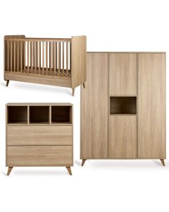 Chambre bébé Loft : lit 70 x 140 cm + commode + armoire XL 4 portes