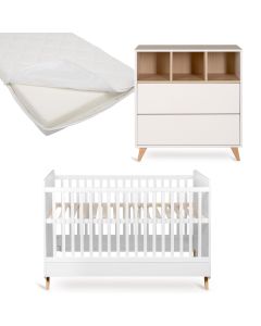 Chambre bébé Loft : lit 70 x 140 cm + matelas + commode