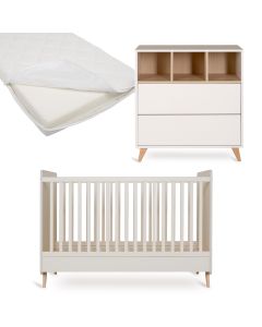 Chambre bébé Loft : lit 70 x 140 cm + matelas + commode