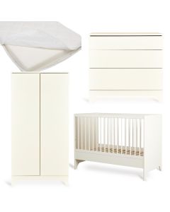 Chambre bébé Tsugi : lit 60 x 120 cm + matelas + commode + armoire