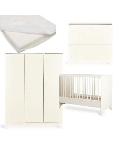 Chambre bébé Tsugi : lit 60 x 120 cm + matelas + commode + armoire XL
