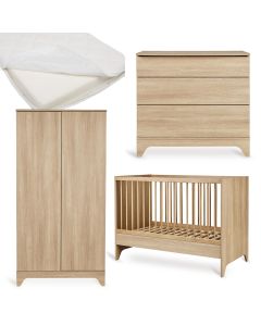 Chambre bébé Tsugi : lit 60 x 120 cm + matelas + commode + armoire