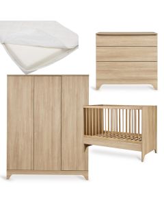 Chambre bébé Tsugi : lit 60 x 120 cm + matelas + commode + armoire XL