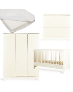 Chambre bébé Tsugi : lit 70 x 140 cm + matelas + commode + armoire XL