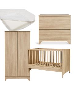 Chambre bébé Tsugi : lit 70 x 140 cm + matelas + commode + armoire