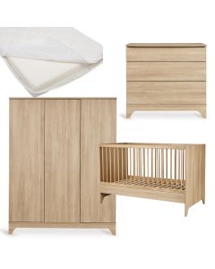 Chambre bébé Tsugi : lit 70 x 140 cm + matelas + commode + armoire XL