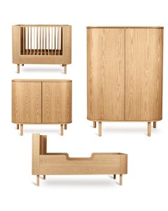 Chambre bébé Yume : lit 70 x 110 cm + commode + armoire portes rondes + kit Junior