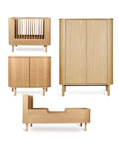 Chambre bébé Yume : lit 70 x 110 cm + commode + armoire portes plates + kit Junior