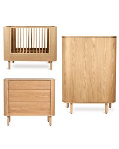 Chambre bébé Yume : lit 70 x 110 cm + commode 3 tiroirs + armoire portes rondes
