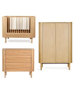 Chambre bébé Yume : lit 70 x 110 cm + commode 3 tiroirs + armoire portes plates