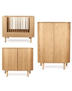 Chambre bébé Yume : lit 70 x 110 cm + commode + armoire portes rondes