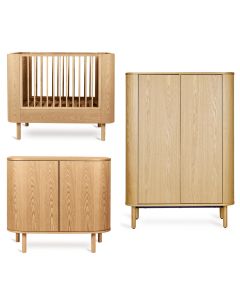 Chambre bébé Yume : lit 70 x 110 cm + commode + armoire portes plates