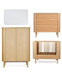 Chambre bébé Yume : lit 70 x 110 cm + matelas + commode 3 tiroirs + armoire portes plates