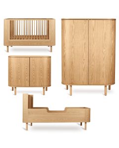 Chambre bébé Yume : lit 70 x 140 cm + commode + armoire portes rondes + kit Junior