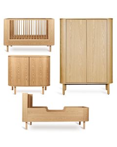 Chambre bébé Yume : lit 70 x 140 cm + commode + armoire portes plates + kit Junior