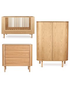 Chambre bébé Yume : lit 70 x 140 cm + commode 3 tiroirs + armoire portes rondes