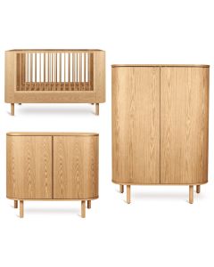 Chambre bébé Yume : lit 70 x 140 cm + commode + armoire portes rondes