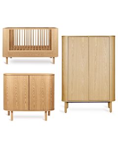 Chambre bébé Yume : lit 70 x 140 cm + commode + armoire portes plates