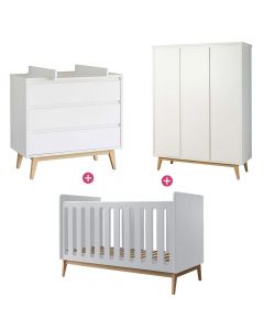 Chambre Pure White Trio avec lit bébé 60 x 120 cm