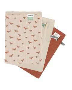 Lot de 3 gants de toilette en mousseline