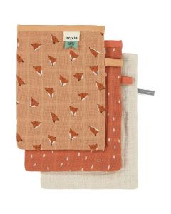 Lot de 3 gants de toilette en mousseline