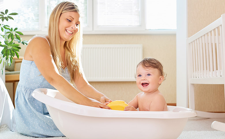 Baignoire Bébé XXL 100 cm + Support Baignoire + Siège de Bain Blanc + Gant